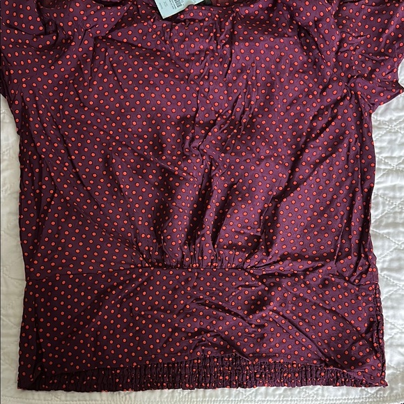 Ann Taylor Burgundy Polka Dot Blouse - Picture 4 of 4
